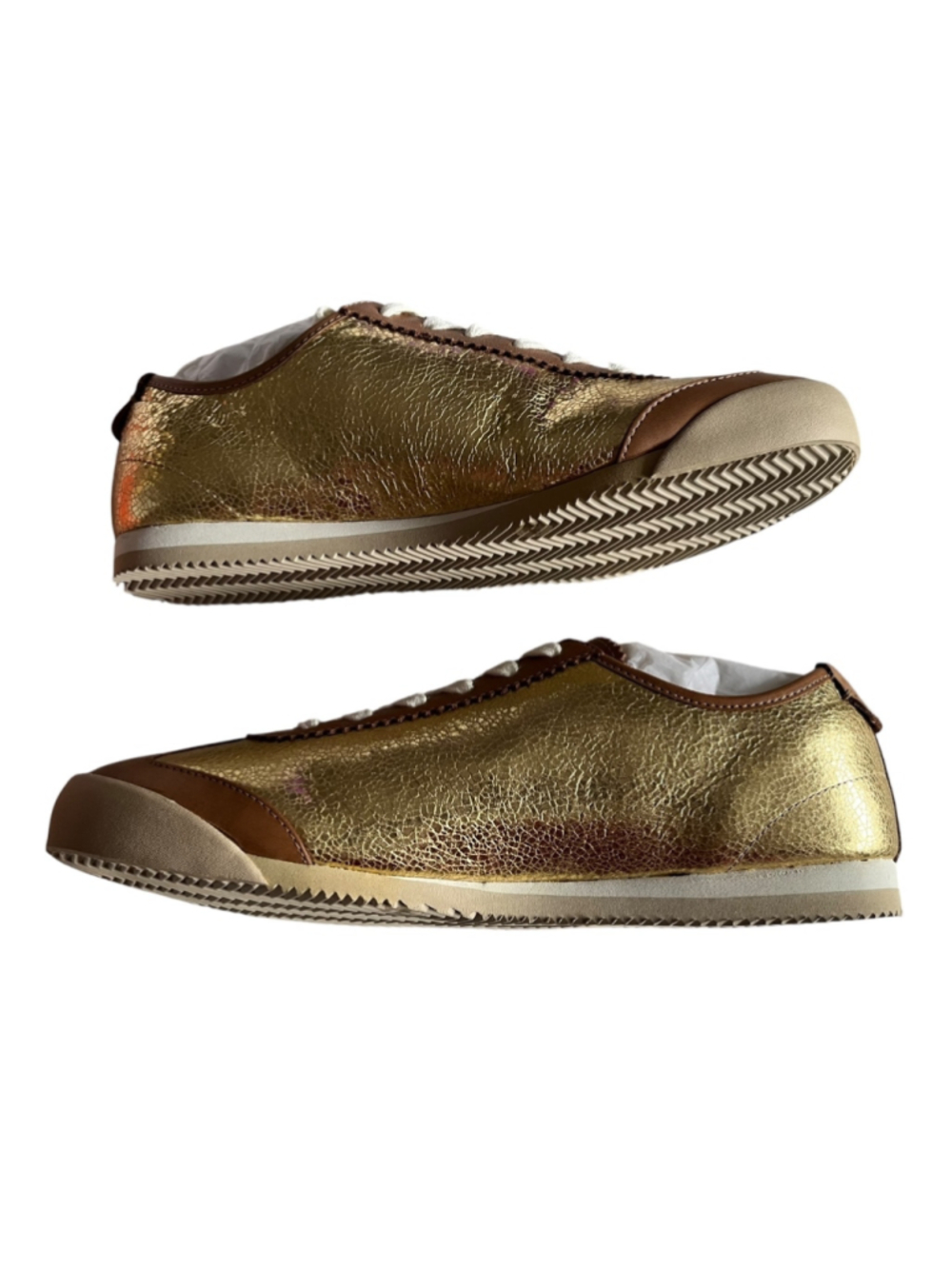 Women's Tory Burch GOLD Sneakers NWT LEATHER - Picture 5 of 9